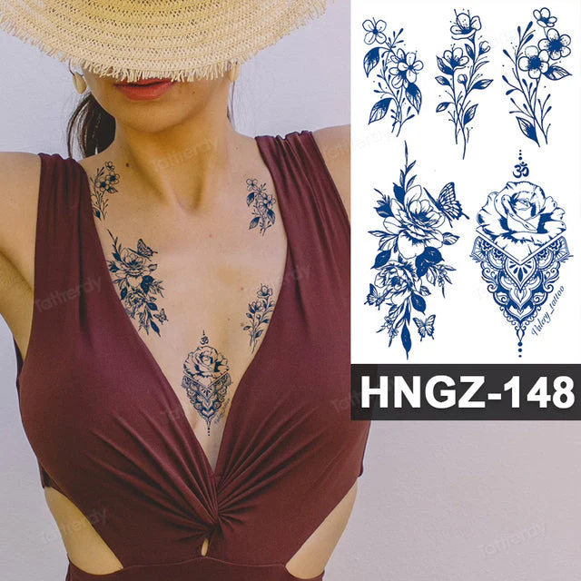 Butterfly Flower Lotus Semi-Permanent Temporary Tattoo - Image 4