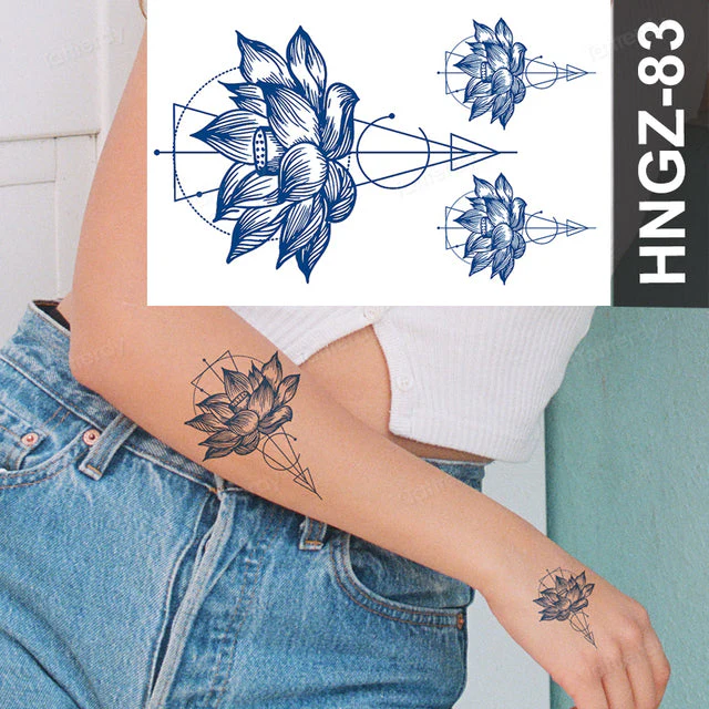 Butterfly Flower Lotus Semi-Permanent Temporary Tattoo - Image 6