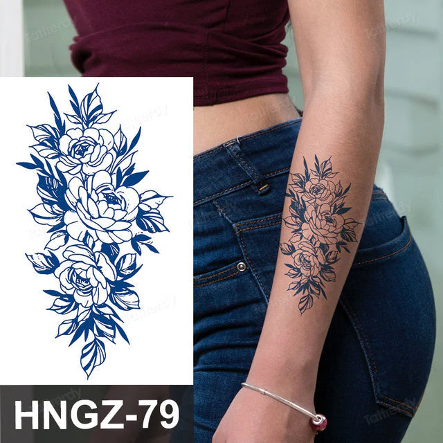 Butterfly Flower Lotus Semi-Permanent Temporary Tattoo - Image 9