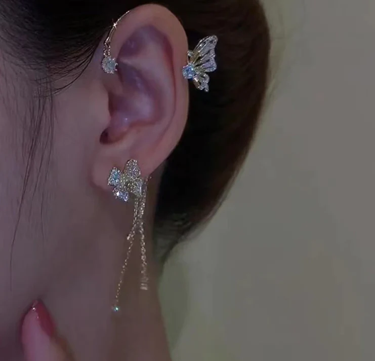 Butterfly Flower Tassel Ear Clip - Image 3