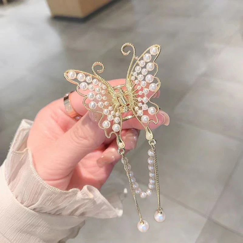 Butterfly Freedom Pearl Tassel Hair Claw - Image 5