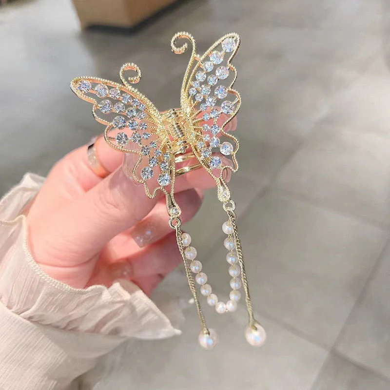 Butterfly Freedom Pearl Tassel Hair Claw - Image 7