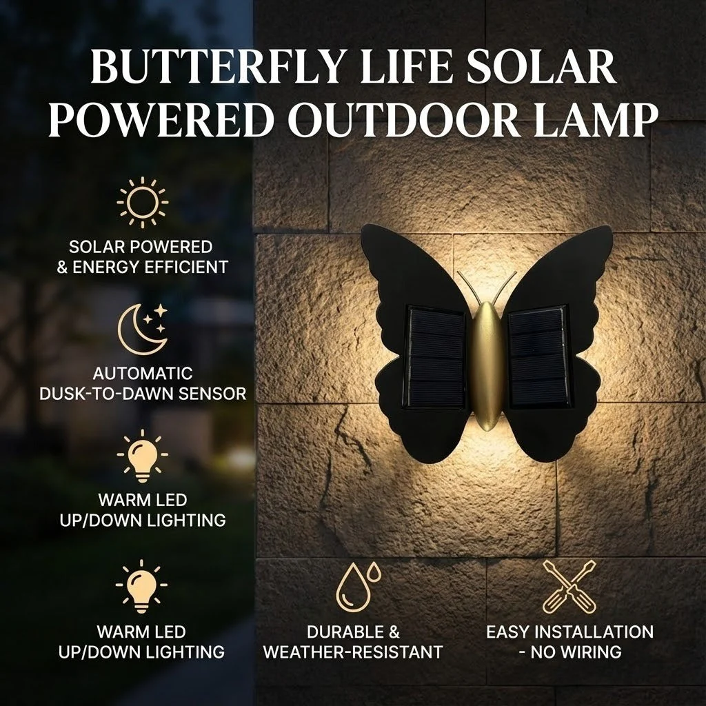 Butterfly Life Solar Powered Outdoor Lamp - Image 3