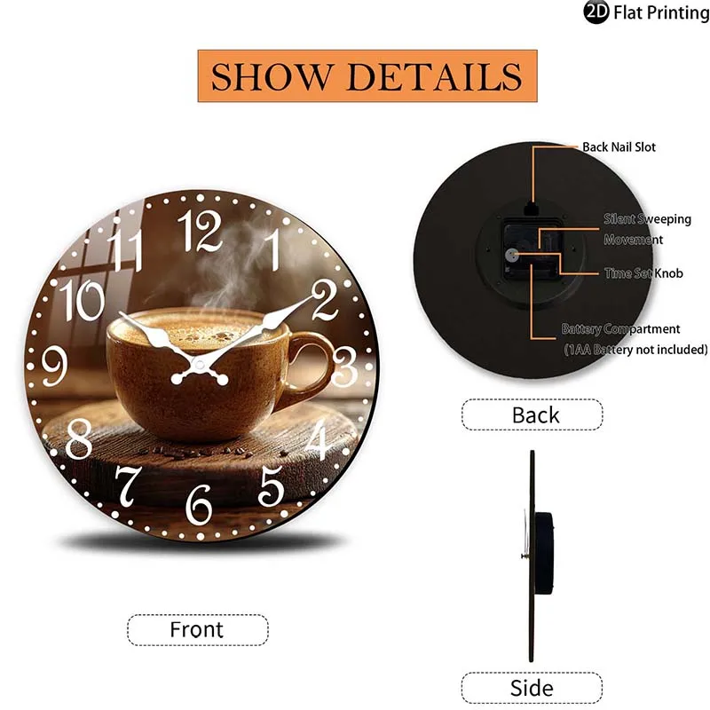 Cafe Inspired Coffee Wall Clock - Image 5