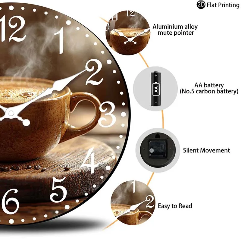 Cafe Inspired Coffee Wall Clock - Image 6