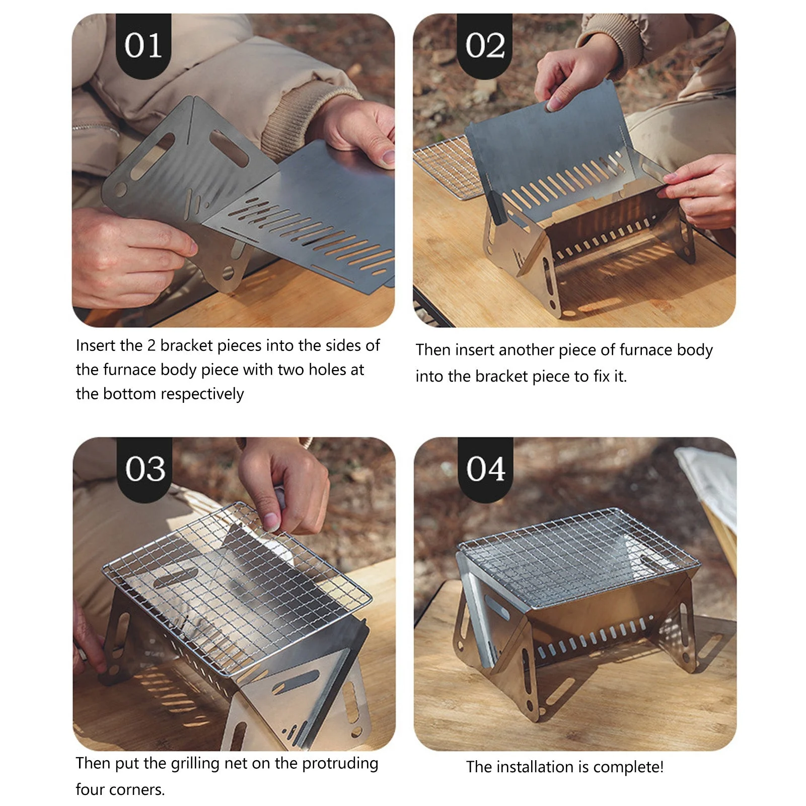 Camping Foldable Charcoal Grill - Image 2