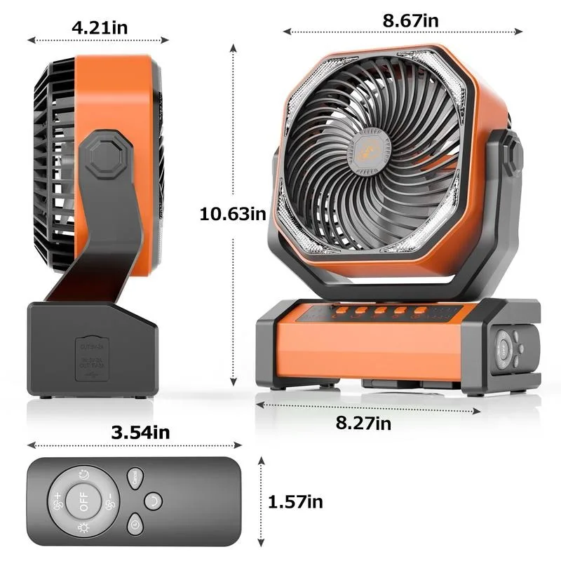 Camping Power Bank Remote Control Desk Fan - Image 4