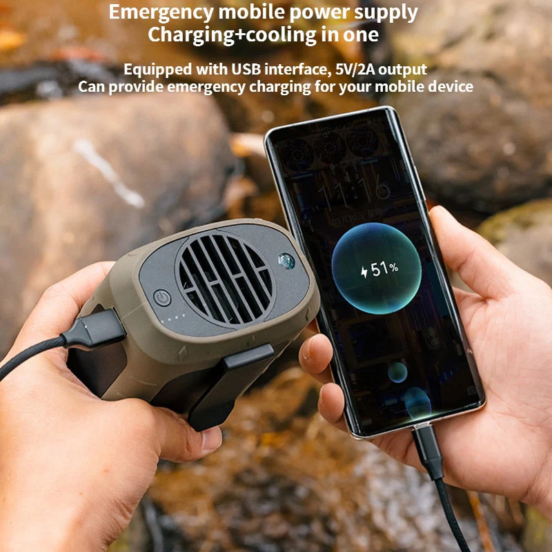 Camping Rechargeable Neck Fan Power Bank - Image 2