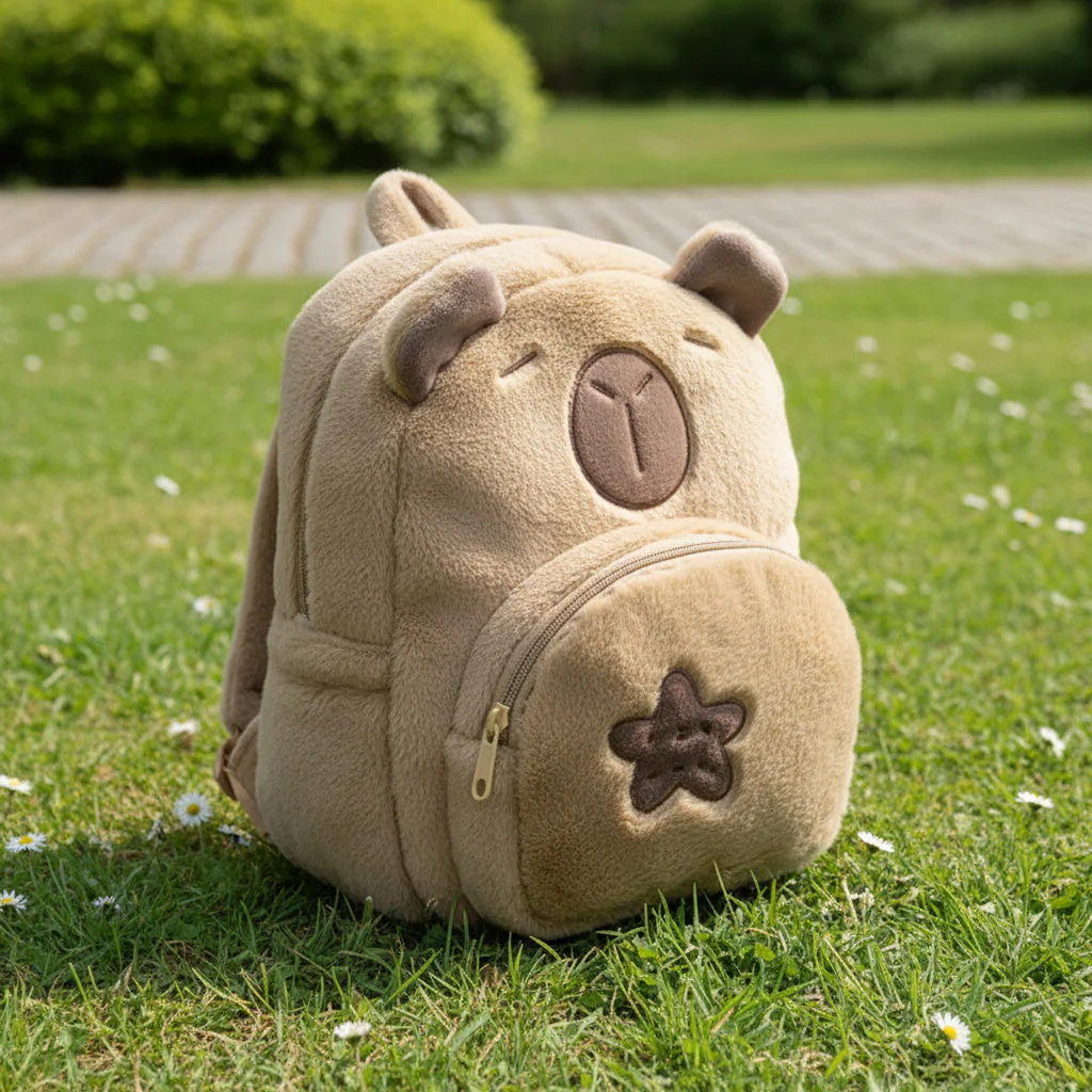 Capybara Cute Plush Kids Backpack - Image 2