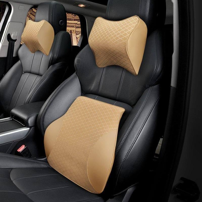 Car Cushion Memory Foam Leather Neck and Back Pillow - Image 5