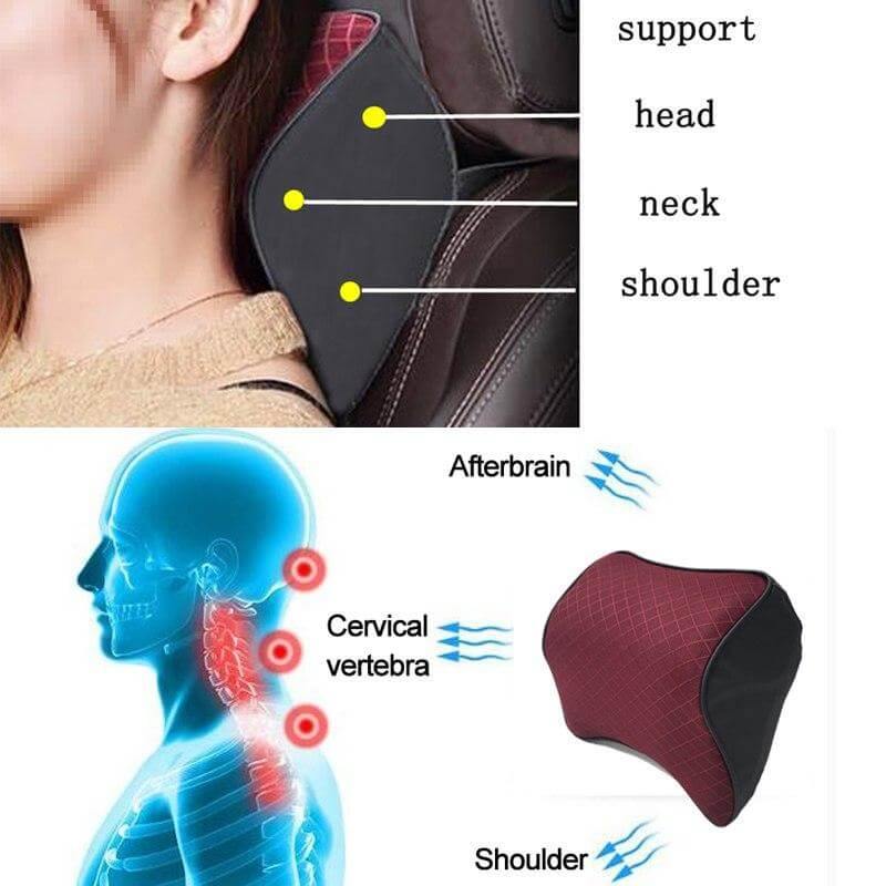 Car Cushion Memory Foam Leather Neck and Back Pillow - Image 9