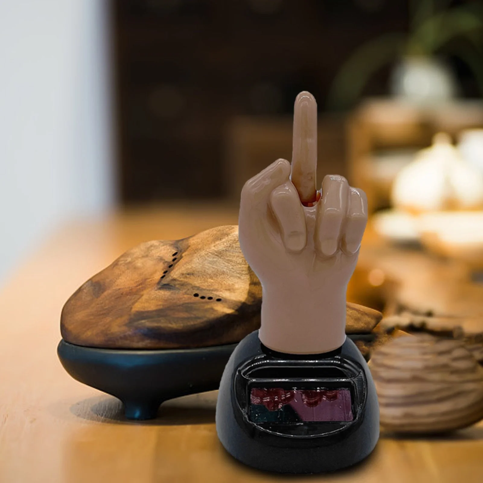 Car Dashboard Middle Finger Solar Power Decor - Image 2