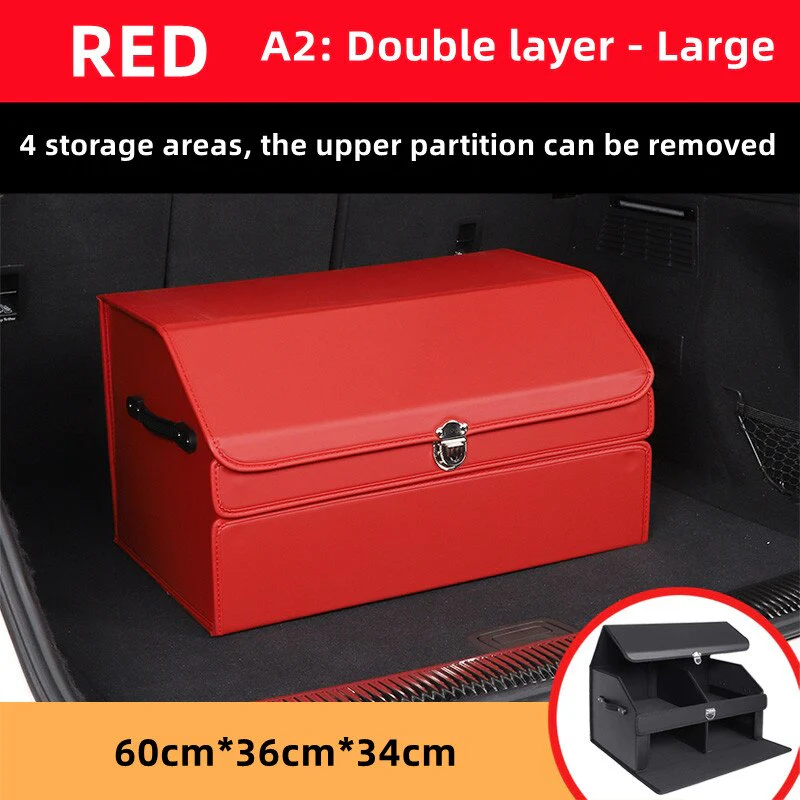 Car Guru Leather Large Capacity Trunk Organizer Box - Image 13