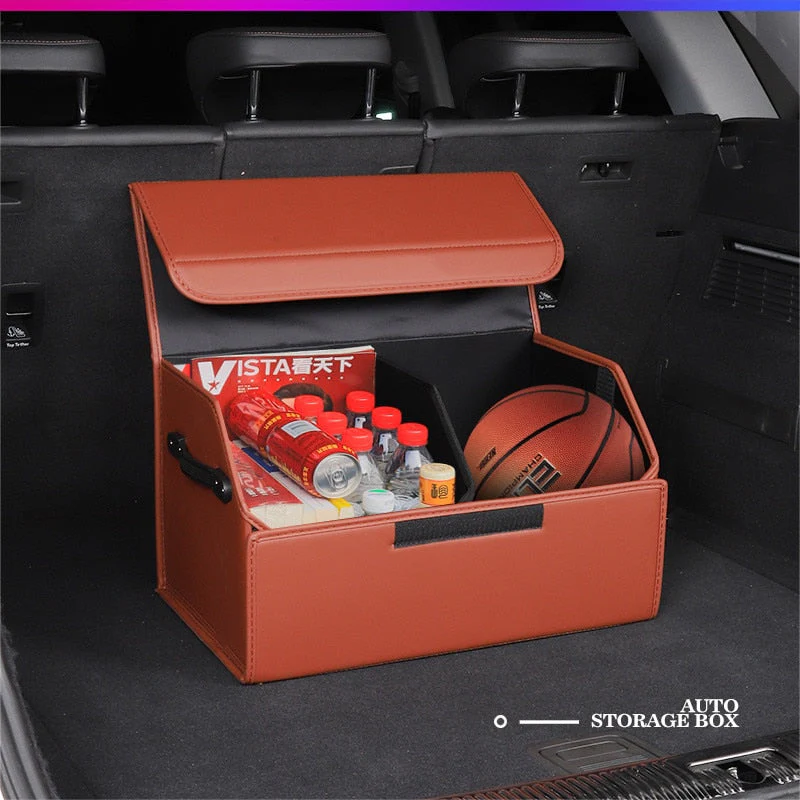 Car Guru Leather Large Capacity Trunk Organizer Box - Image 2