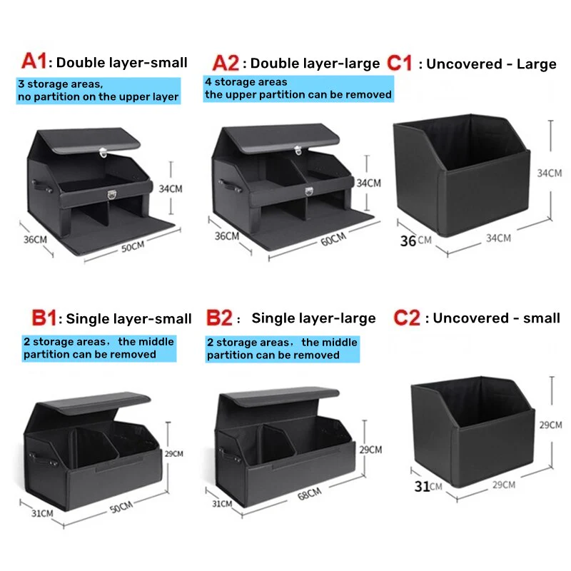 Car Guru Leather Large Capacity Trunk Organizer Box - Image 5