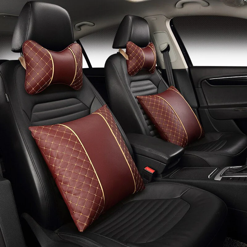 Car Leather Neck and Back Pillows - Image 9