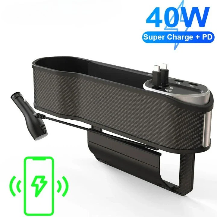 Car Seat Gap Organizer Cup Holder Wireless Charger - Image 2