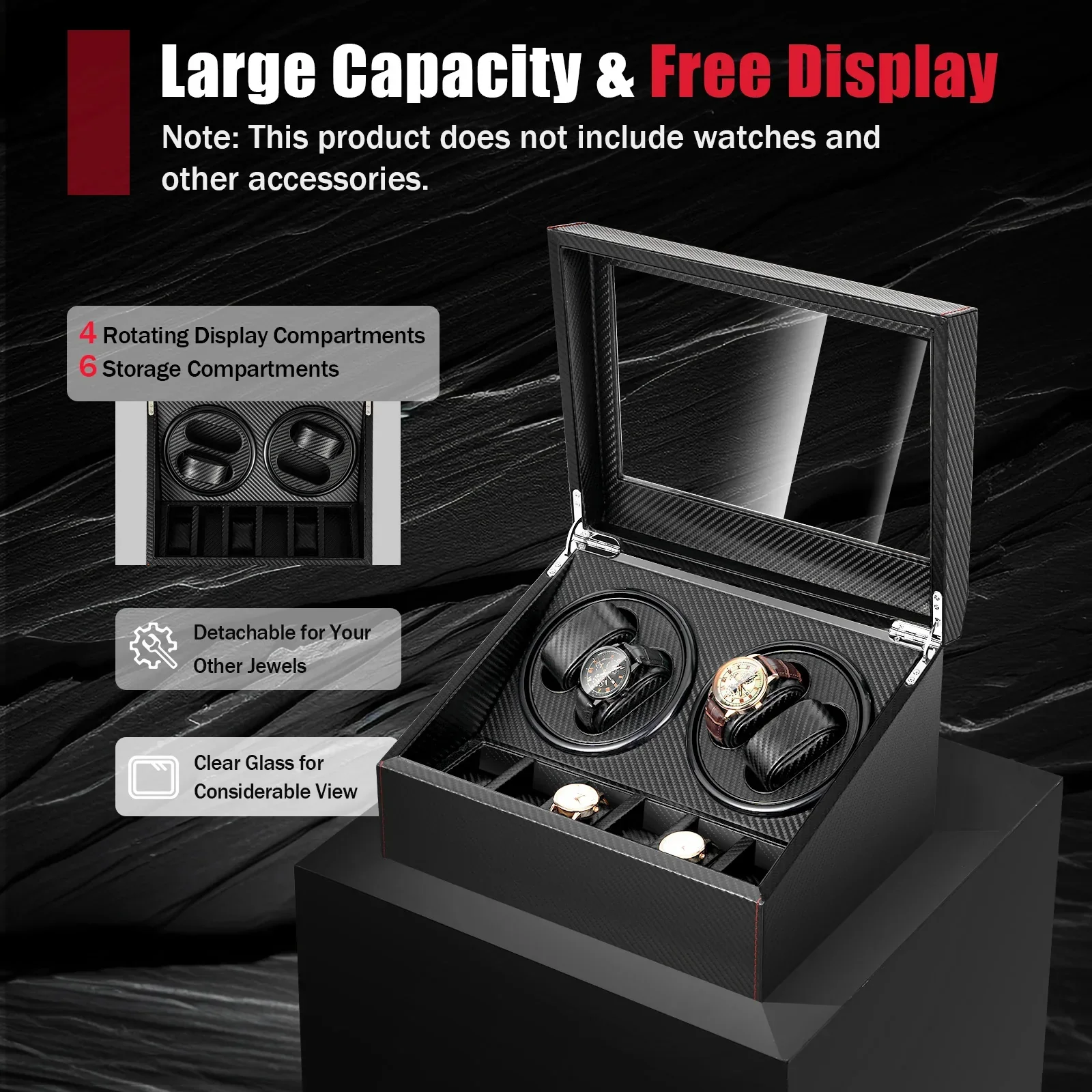 Carbon Fiber Dual Motor Automatic Watch Storage Case - Image 2