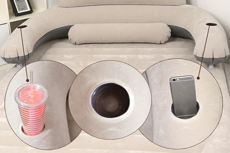 Cartoon Bear Comfy Inflatable Bed with Backrest - Image 2