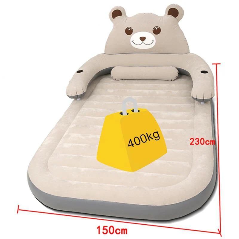 Cartoon Bear Comfy Inflatable Bed with Backrest - Image 3