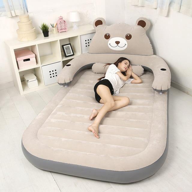 Cartoon Bear Comfy Inflatable Bed with Backrest - Image 4