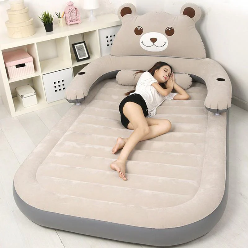 Cartoon Bear Comfy Inflatable Bed with Backrest - Image 5