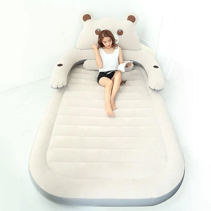 Cartoon Bear Comfy Inflatable Bed with Backrest - Image 8