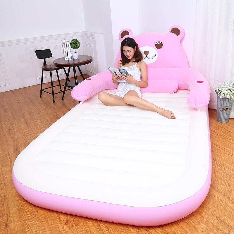 Cartoon Bear Comfy Inflatable Bed with Backrest - Image 9