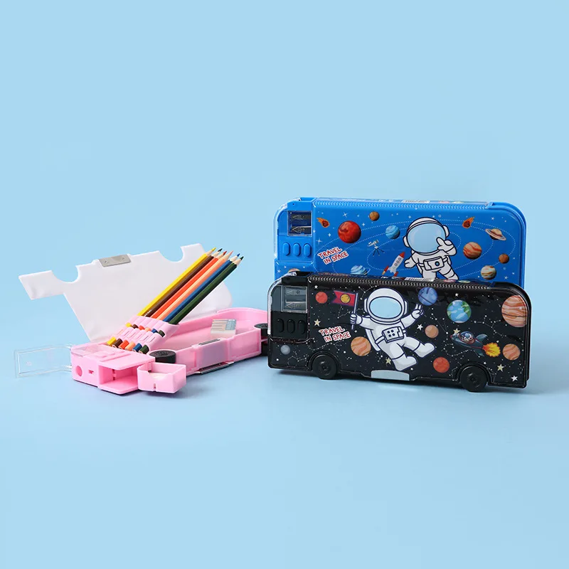 Cartoon Bus Multifunctional Kids Stationery Pencil Box - Image 2
