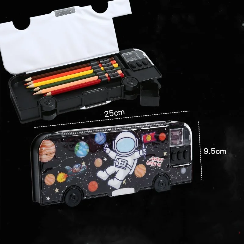 Cartoon Bus Multifunctional Kids Stationery Pencil Box - Image 7