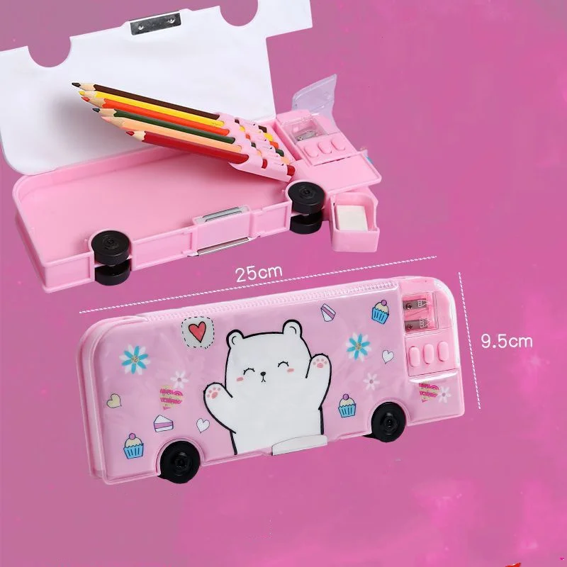 Cartoon Bus Multifunctional Kids Stationery Pencil Box - Image 8