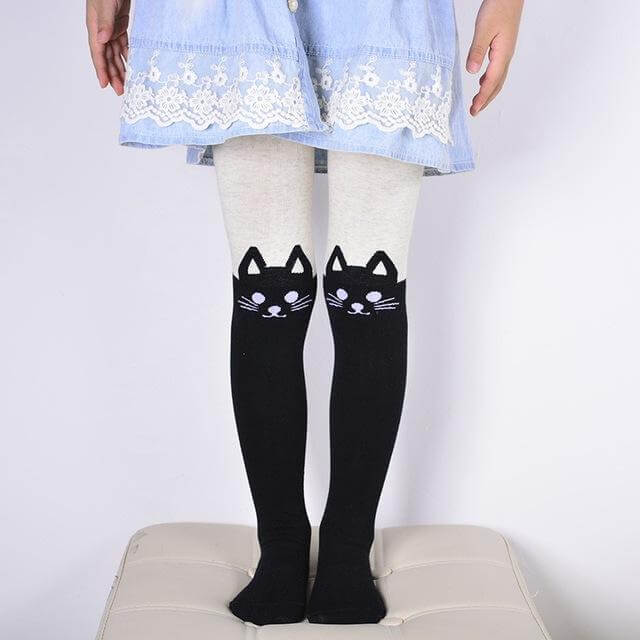 Cartoon Cat Printed Cotton Pantyhose - Image 10