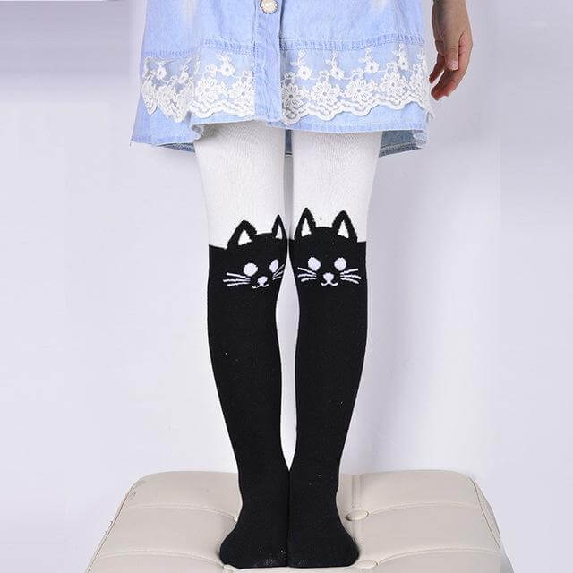 Cartoon Cat Printed Cotton Pantyhose - Image 6
