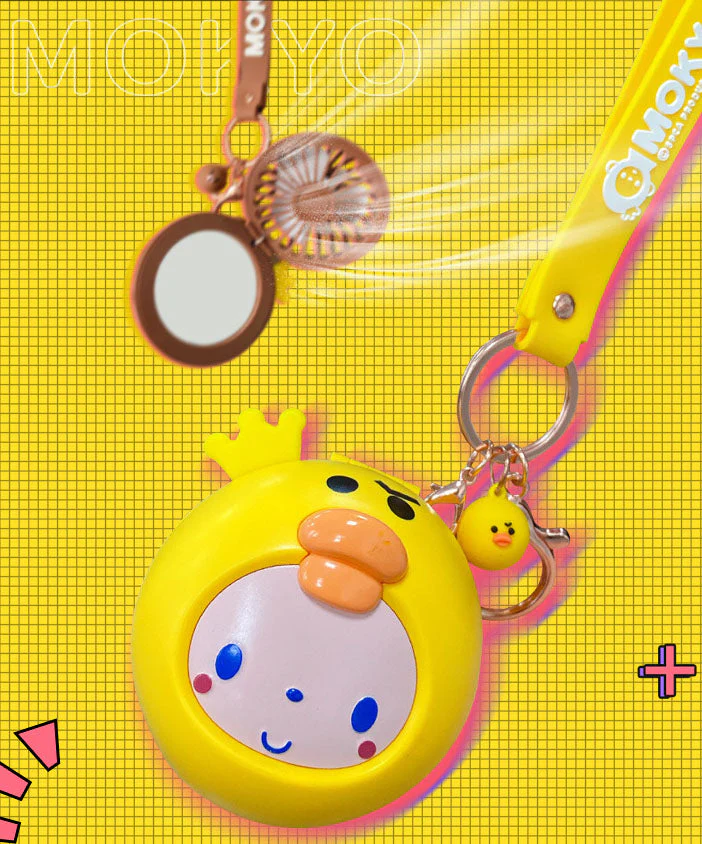 Cartoon USB Charging Fan Makeup Mirror - Image 3
