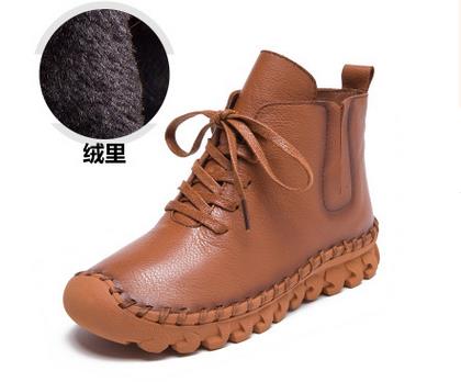 Casual Low Round Toe Leather Winter Shoes - Image 10