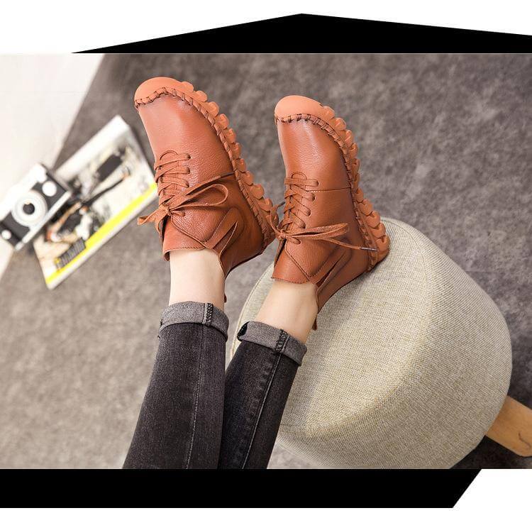 Casual Low Round Toe Leather Winter Shoes - Image 4