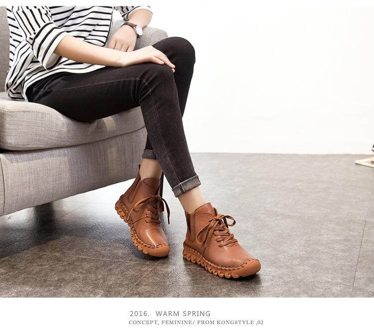 Casual Low Round Toe Leather Winter Shoes - Image 8