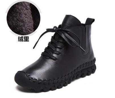 Casual Low Round Toe Leather Winter Shoes - Image 9