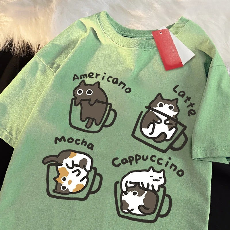 Cat Coffee Lover Funny T-Shirt - Image 8