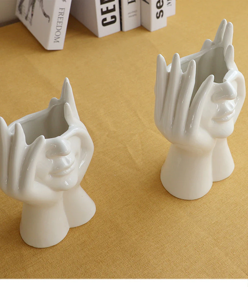 Ceramic Abstract Human Face Flower Vase - Image 10