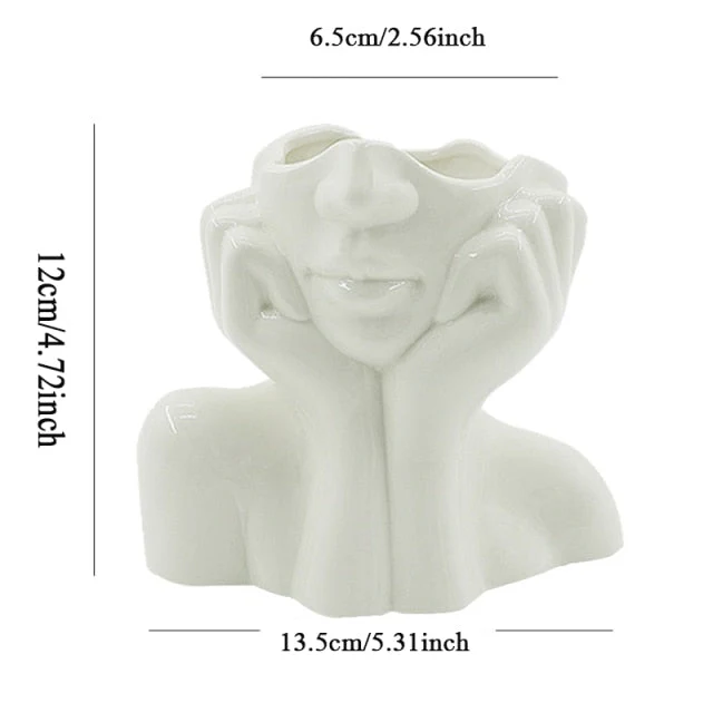 Ceramic Abstract Human Face Flower Vase - Image 11