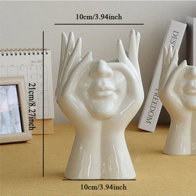 Ceramic Abstract Human Face Flower Vase - Image 12