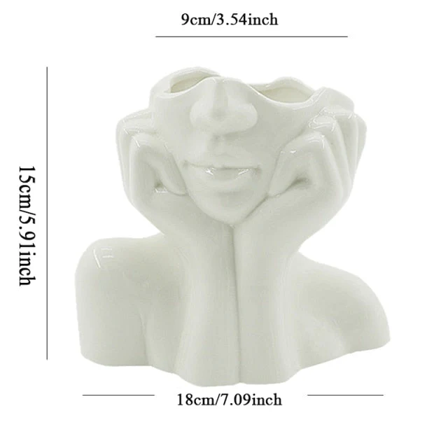 Ceramic Abstract Human Face Flower Vase - Image 13