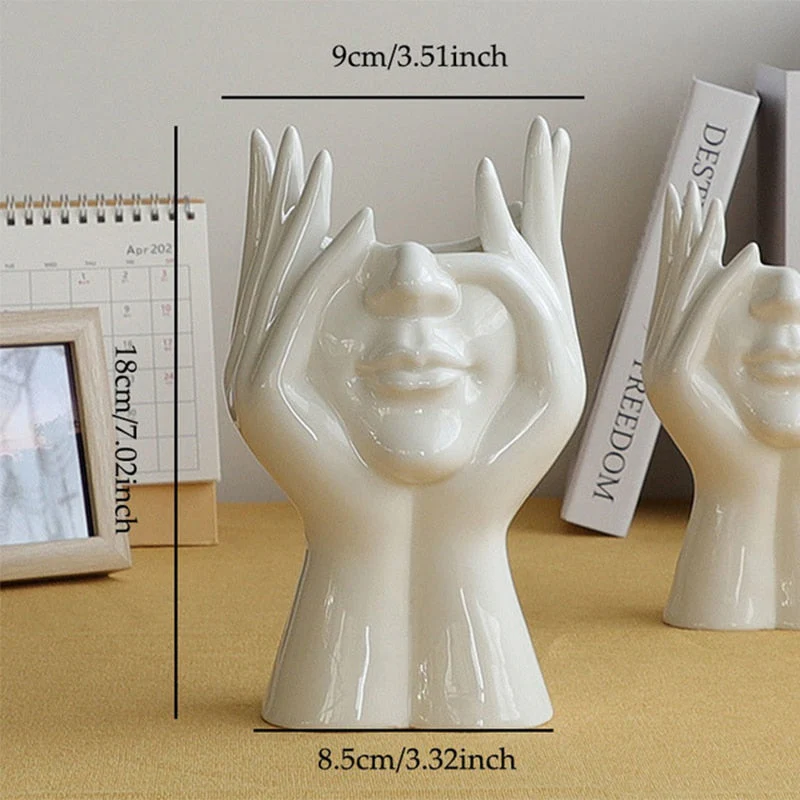 Ceramic Abstract Human Face Flower Vase - Image 14