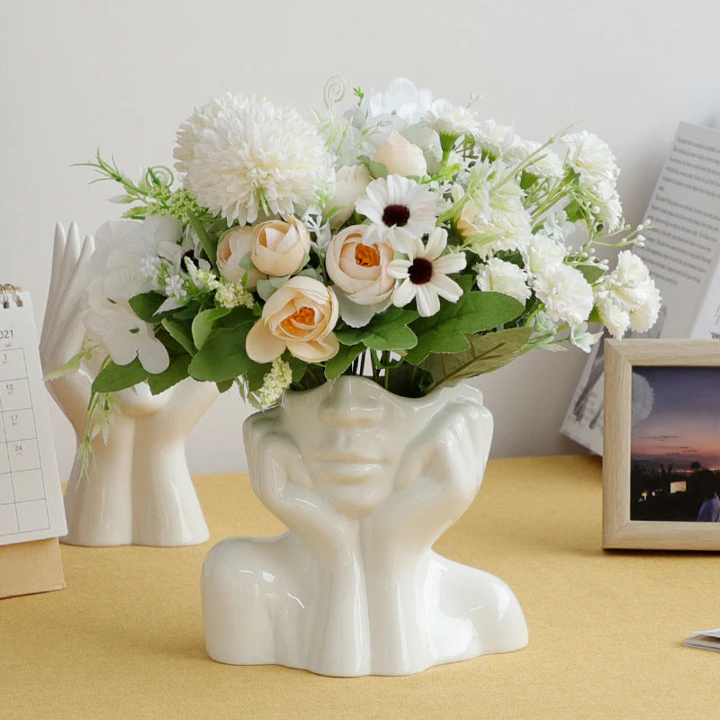Ceramic Abstract Human Face Flower Vase - Image 2