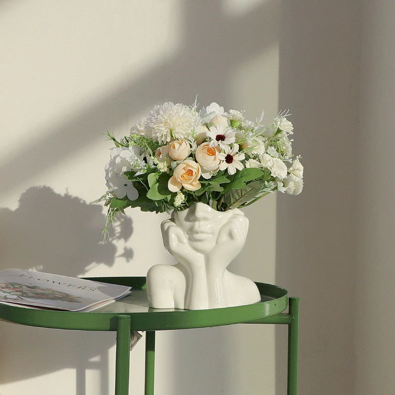 Ceramic Abstract Human Face Flower Vase - Image 9