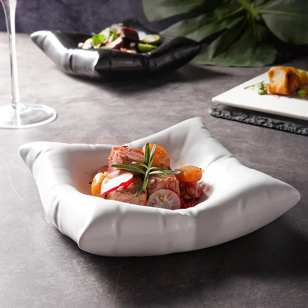 Ceramic Artistic Pillow Shape Food Plate - Image 2