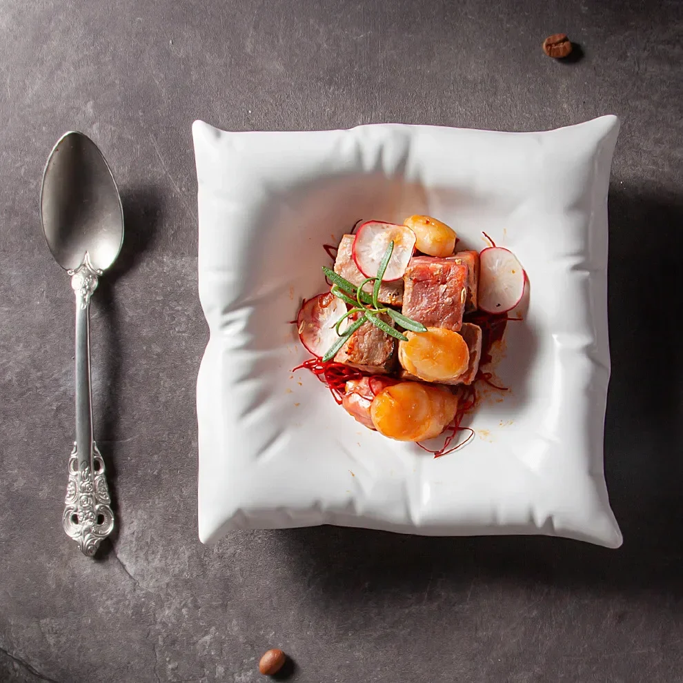 Ceramic Artistic Pillow Shape Food Plate - Image 3
