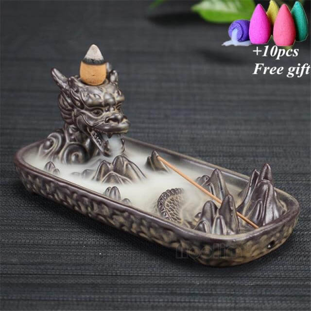 Ceramic Dragon Censer Smoke Backflow Incense Burner - Image 6