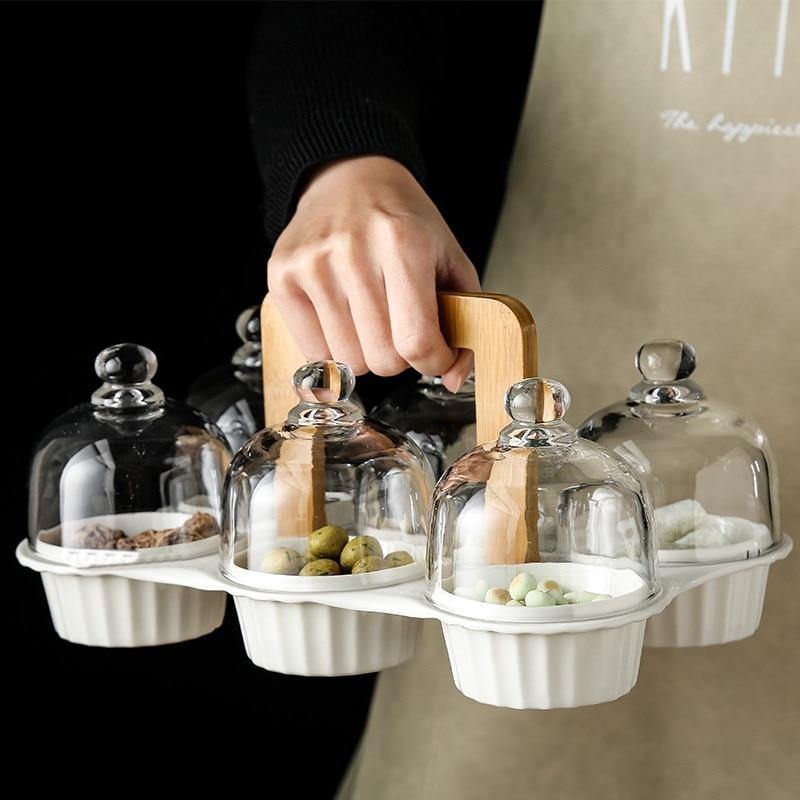 Ceramic Glass Lid Snack Plate - Image 4